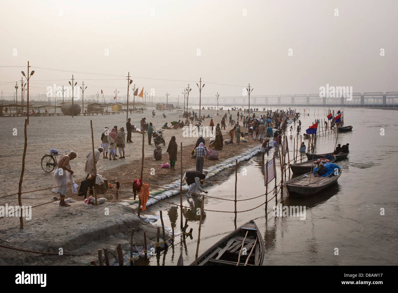 People bathing in the Ganges River at the Kumbh Mela 2013 in Allahabad, India Stock Photo