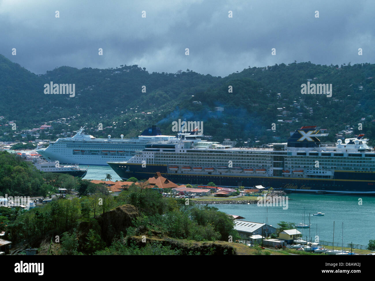 Castries St Lucia Cruise Ships In Harbour Stock Photo Alamy