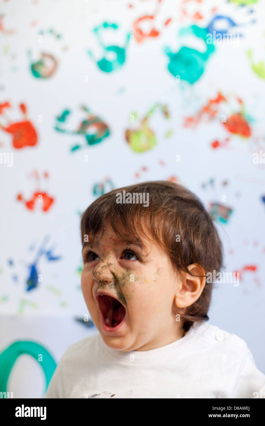 Baby screaming Stock Photo