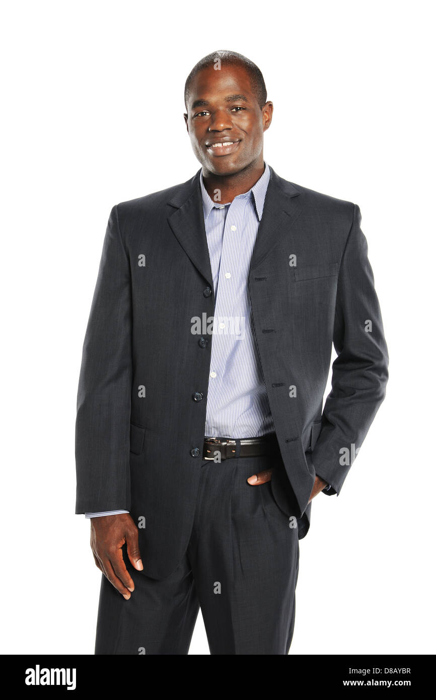 Young African American Businessman wearing a suit isolated on a white ...