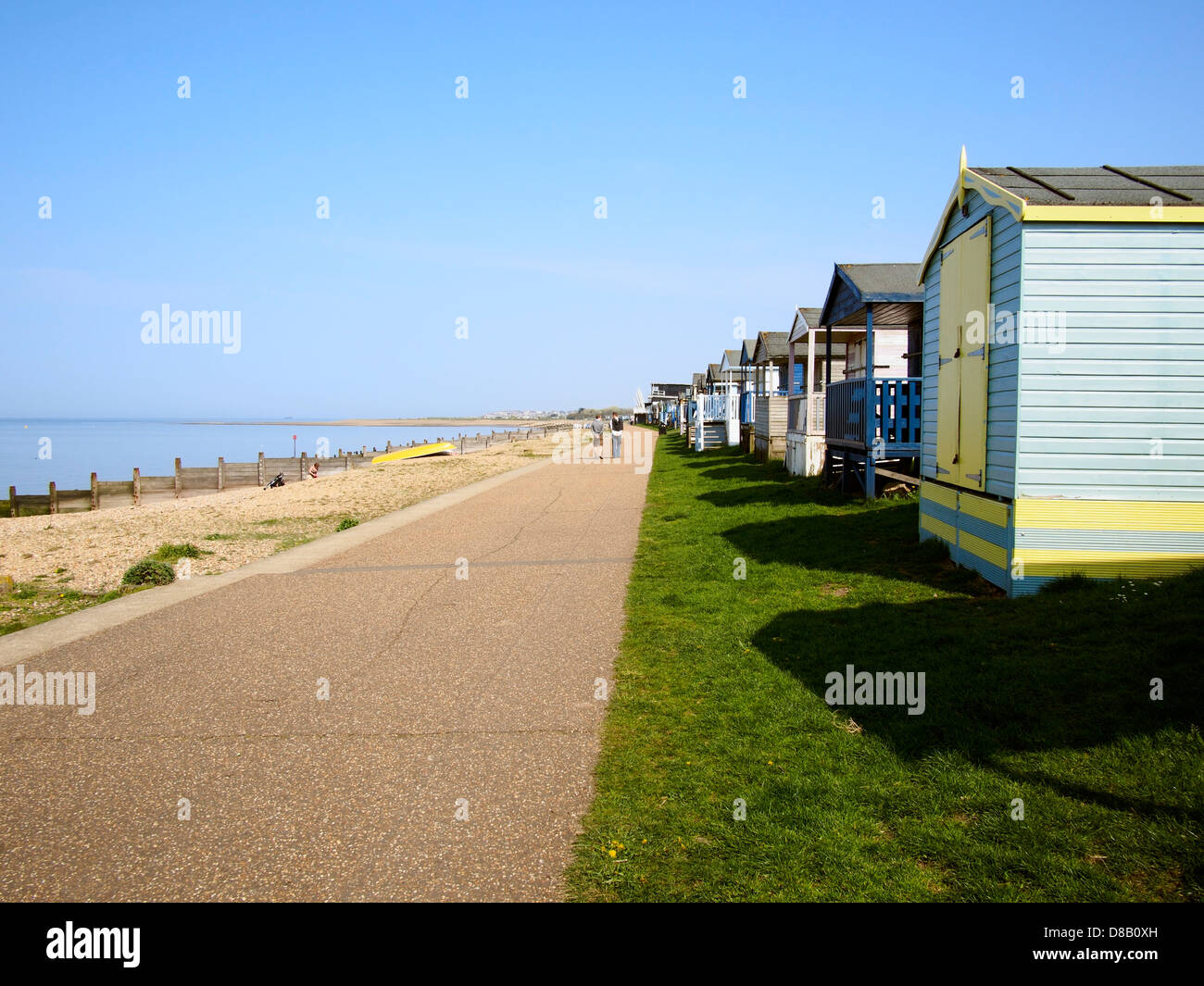 Beach huts on Tankerton seafront near Whitstable Kent Stock Photo