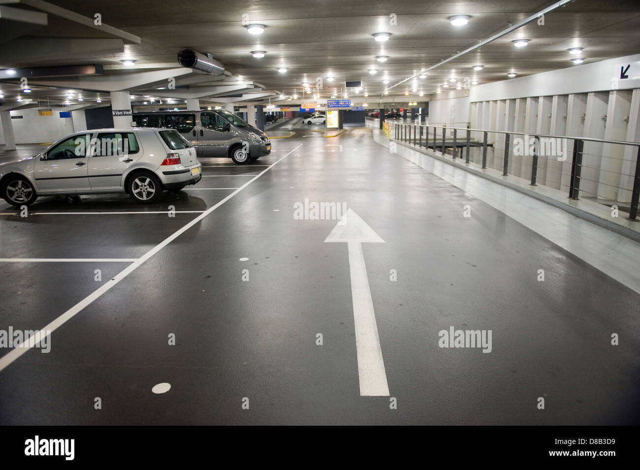 An underground parking garage in the Netherlands Stock Photo
