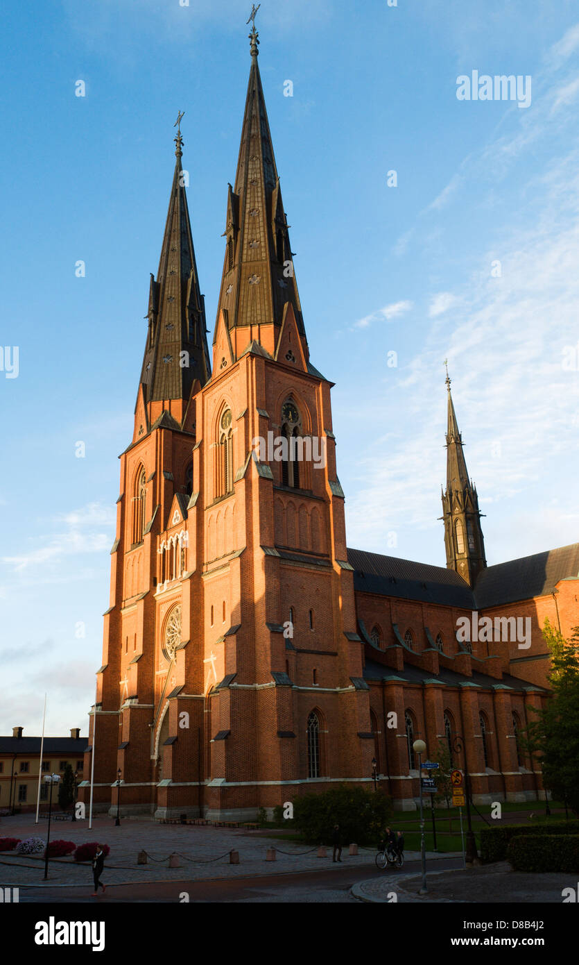 Uppsala Domkyrka is the large Gothic cathedral dominating town Stock ...