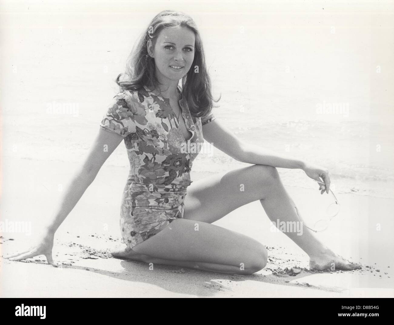 DAGMAR LASSANDER at a beach near Rome before leaving for the United