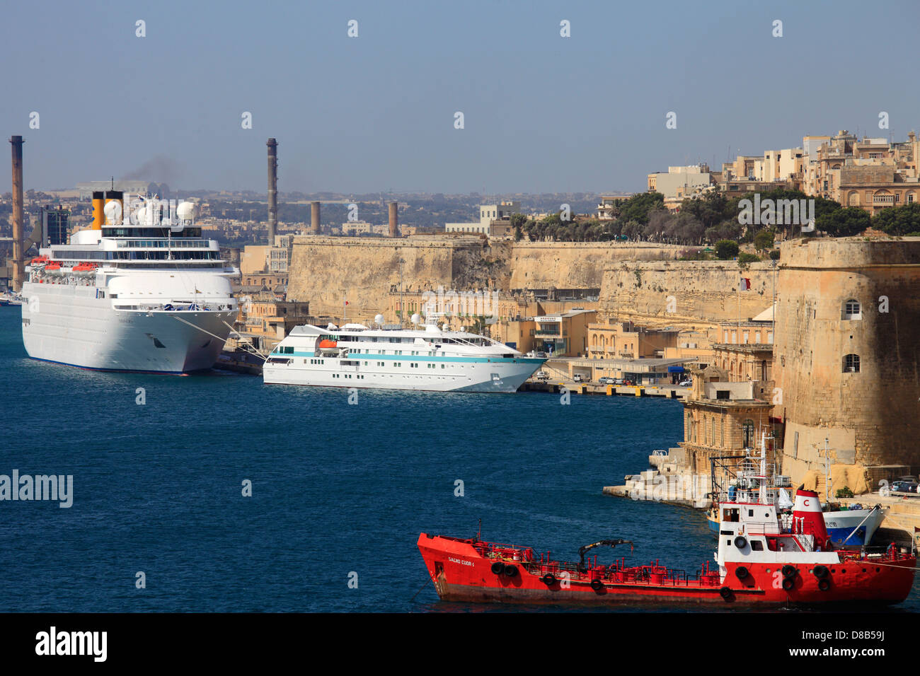 Malta, Valletta, Grand Harbour, Cruise Liner Terminal, Stock Photo