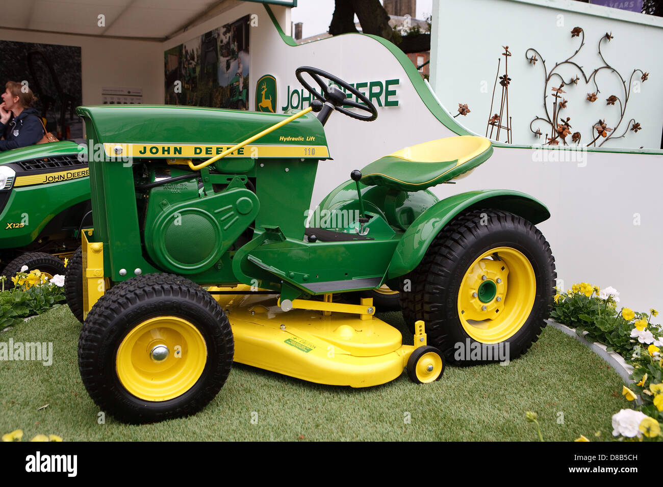 A Ride On Lawn Mower On The John Deere Stand At Rhs Chelsea Flower Stock Photo Alamy