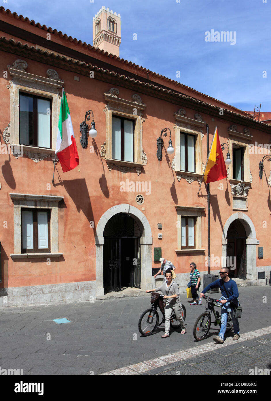 Italy, Sicily, Taormina, Town Hall, Stock Photo