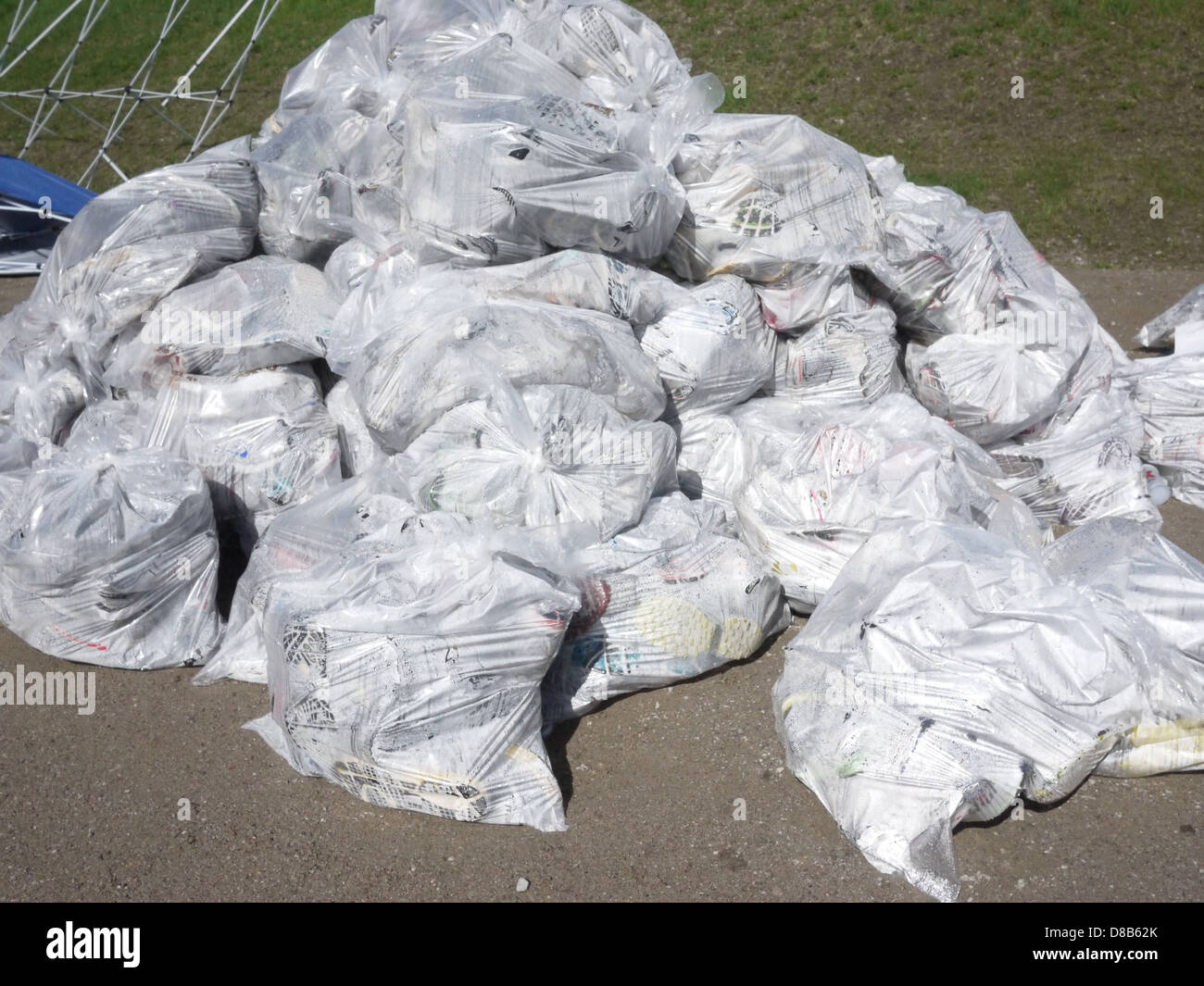 white garbage bags Stock Photo