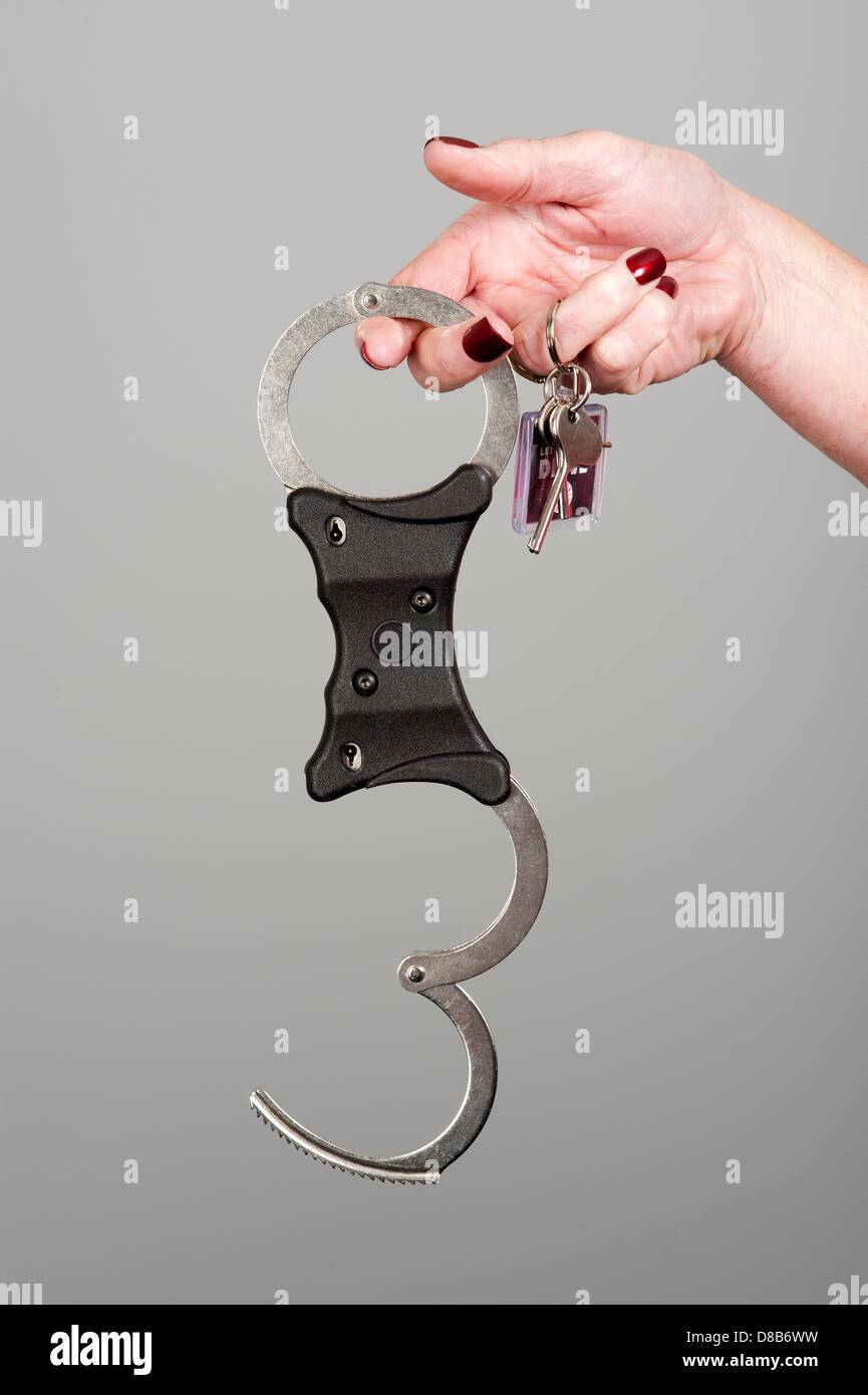 Police issue Hiatt made handcuffs Stock Photo