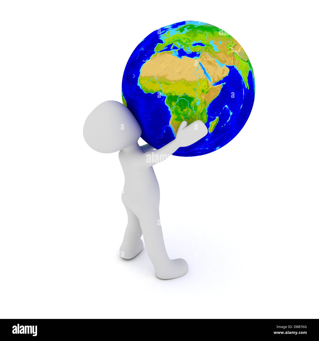 A 3d character holding the world in his arms Stock Photo - Alamy