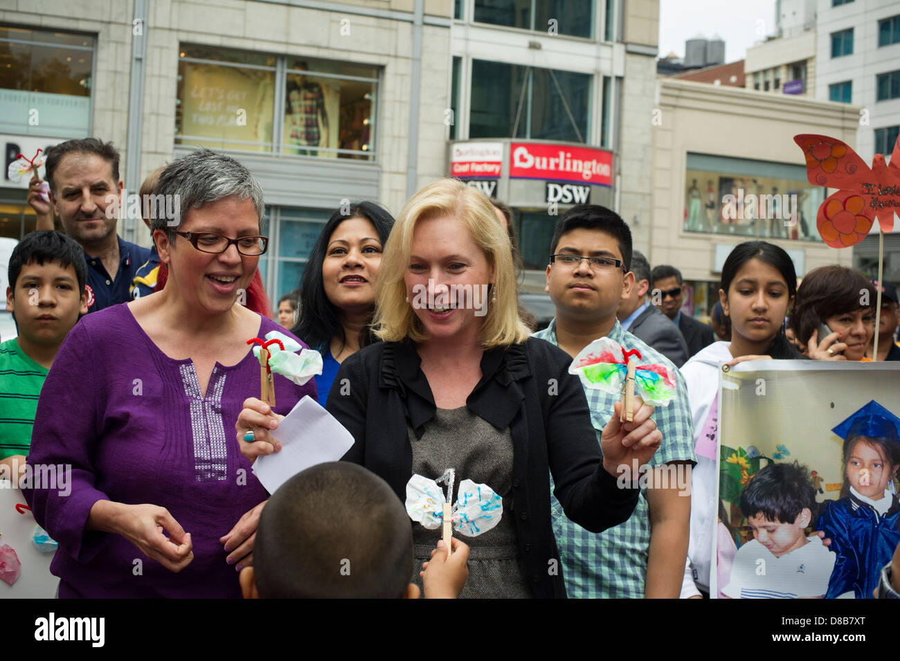 US Senator Kirsten Gillibrand, center, and immigrant families and their supporters rally for immigration reform Stock Photo