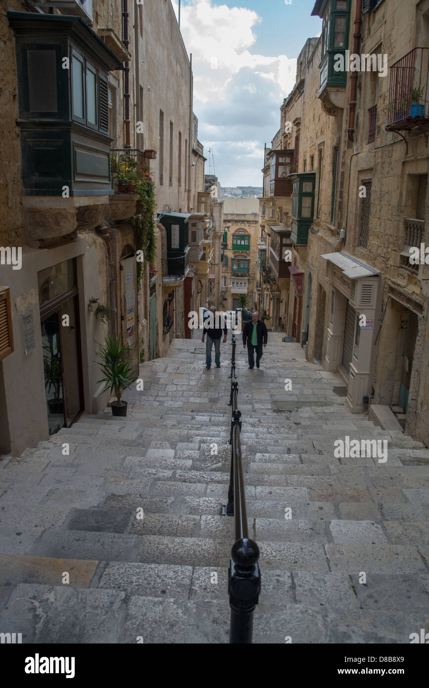 Pedestrians in Valetta, Malta Stock Photo