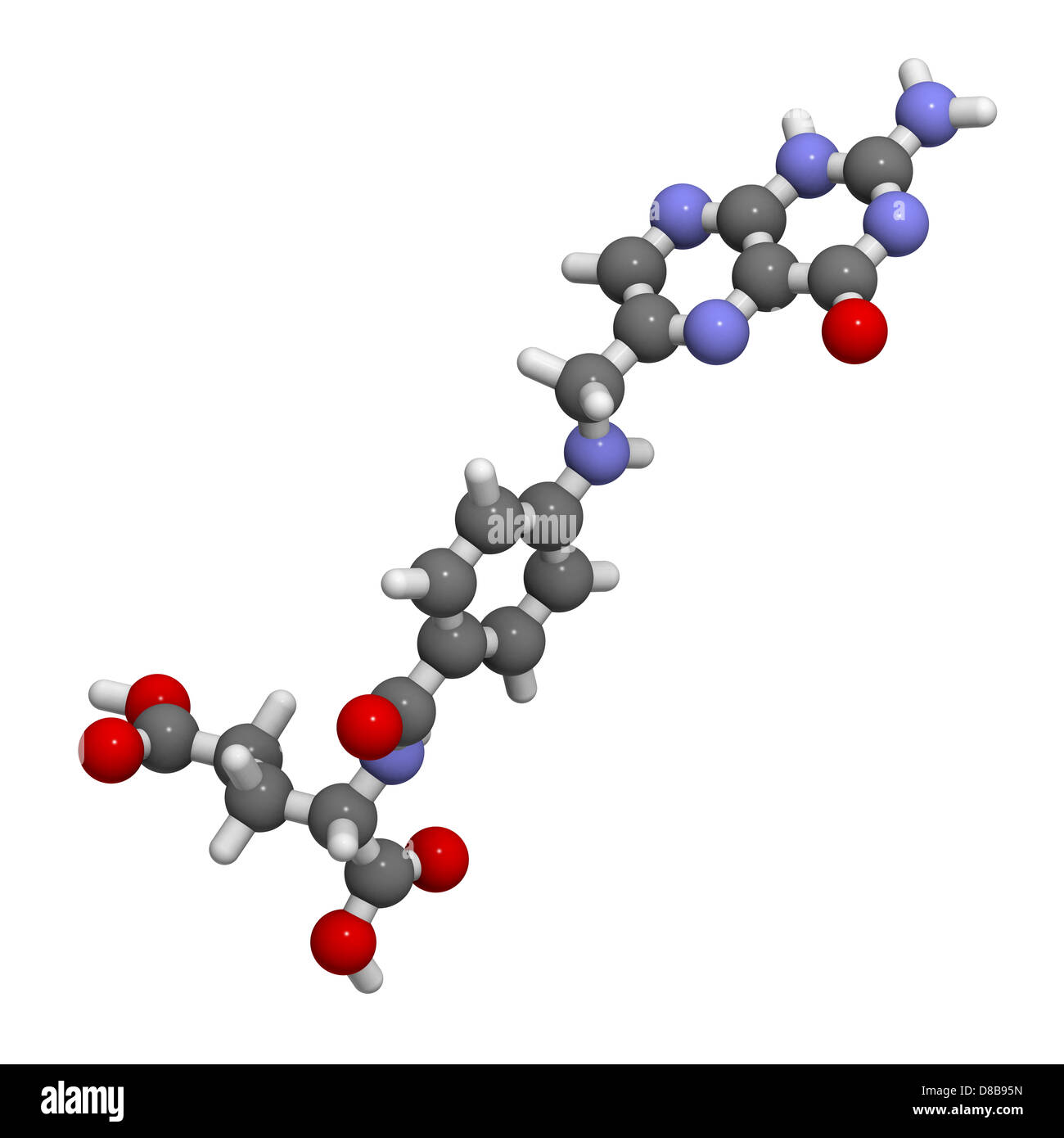 Vitamin B9 (folic acid), molecular model. Atoms are represented as