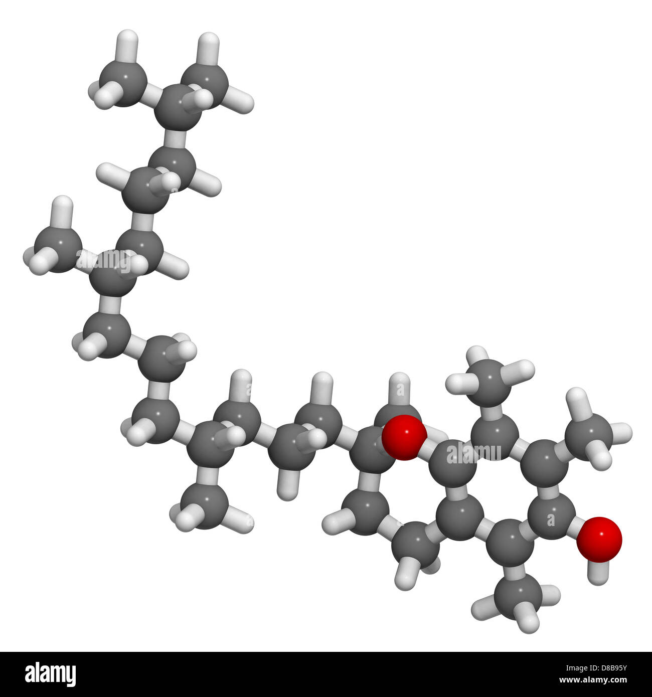 Vitamin E (alpha-tocopherol), molecular model. Atoms are represented as  spheres with conventional color coding Stock Photo - Alamy