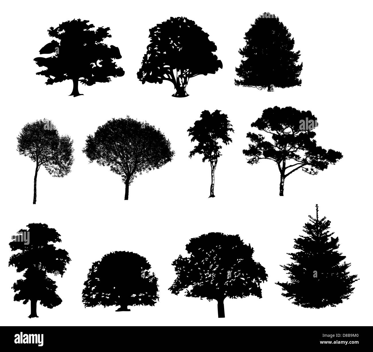 Vector illustration of tree silhouettes Stock Photo - Alamy
