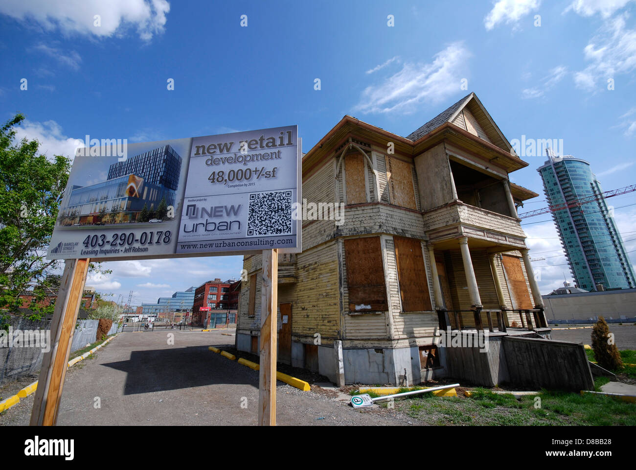 Historic Queen Anne-style house sits on the site of development land in downtown Calgary Alberta Canada Stock Photo
