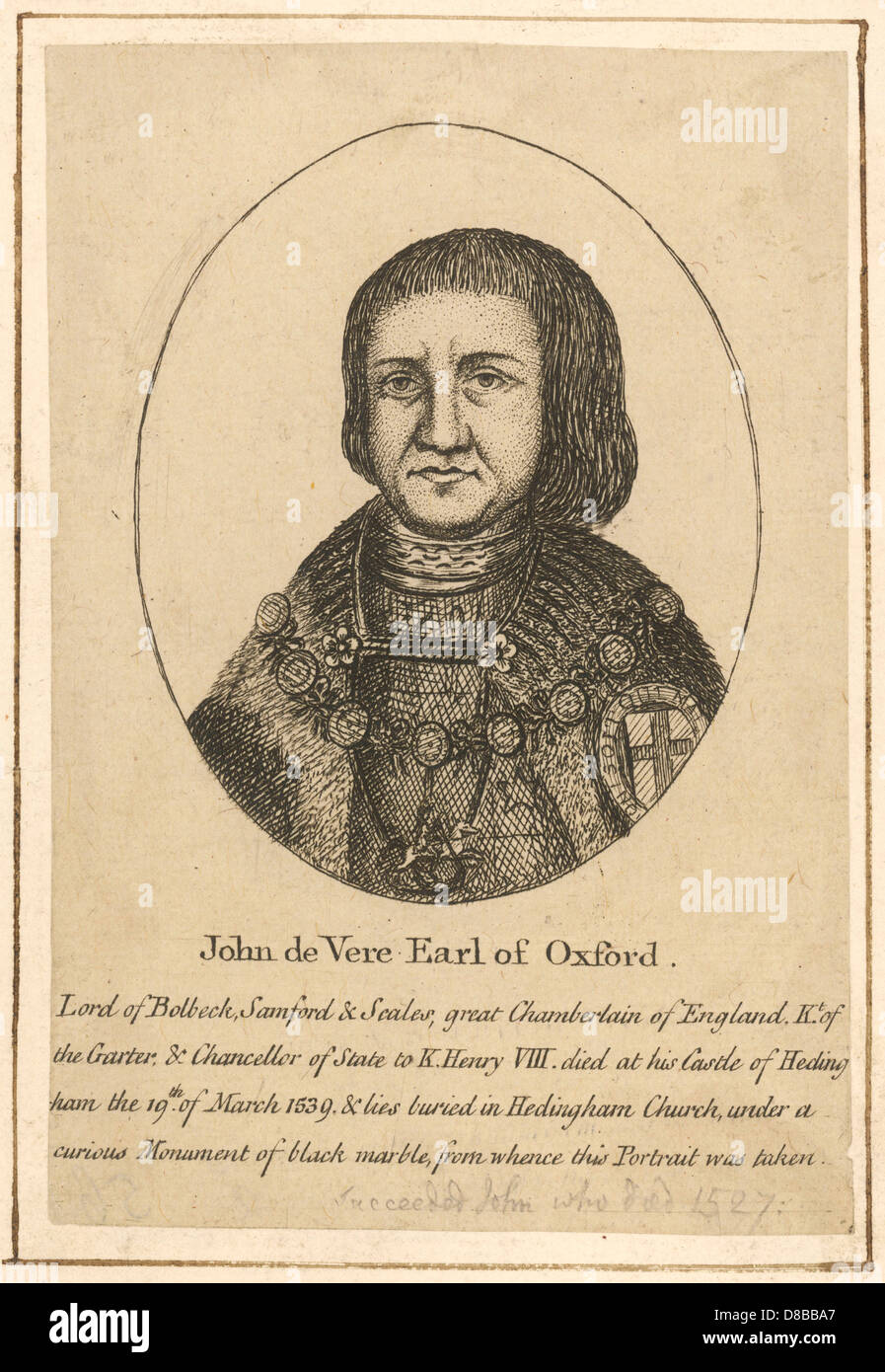 JOHN DE VERE EARL OXFORD Stock Photo