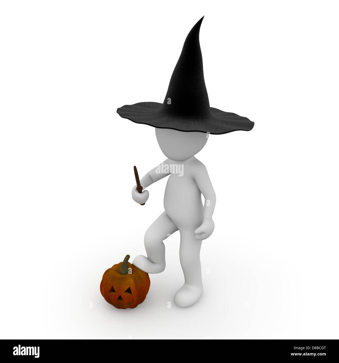 A witch with a magic wand and a pumpkin Stock Photo - Alamy