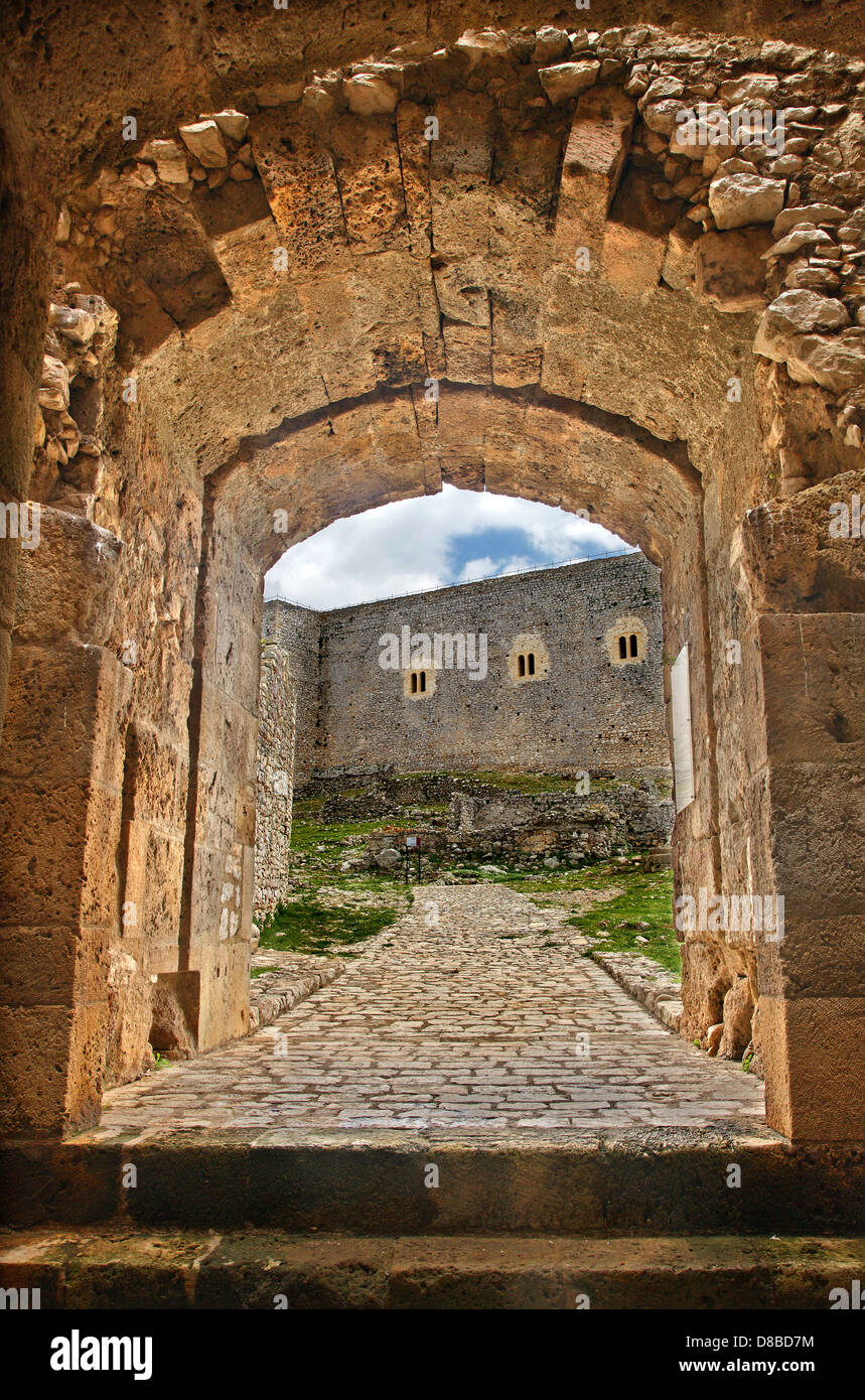 Chlemoutsi ('Clermont') castle at Kastro village (municipality of Andravida-Kyllini), Ileia, Peloponnese, Greece. Stock Photo