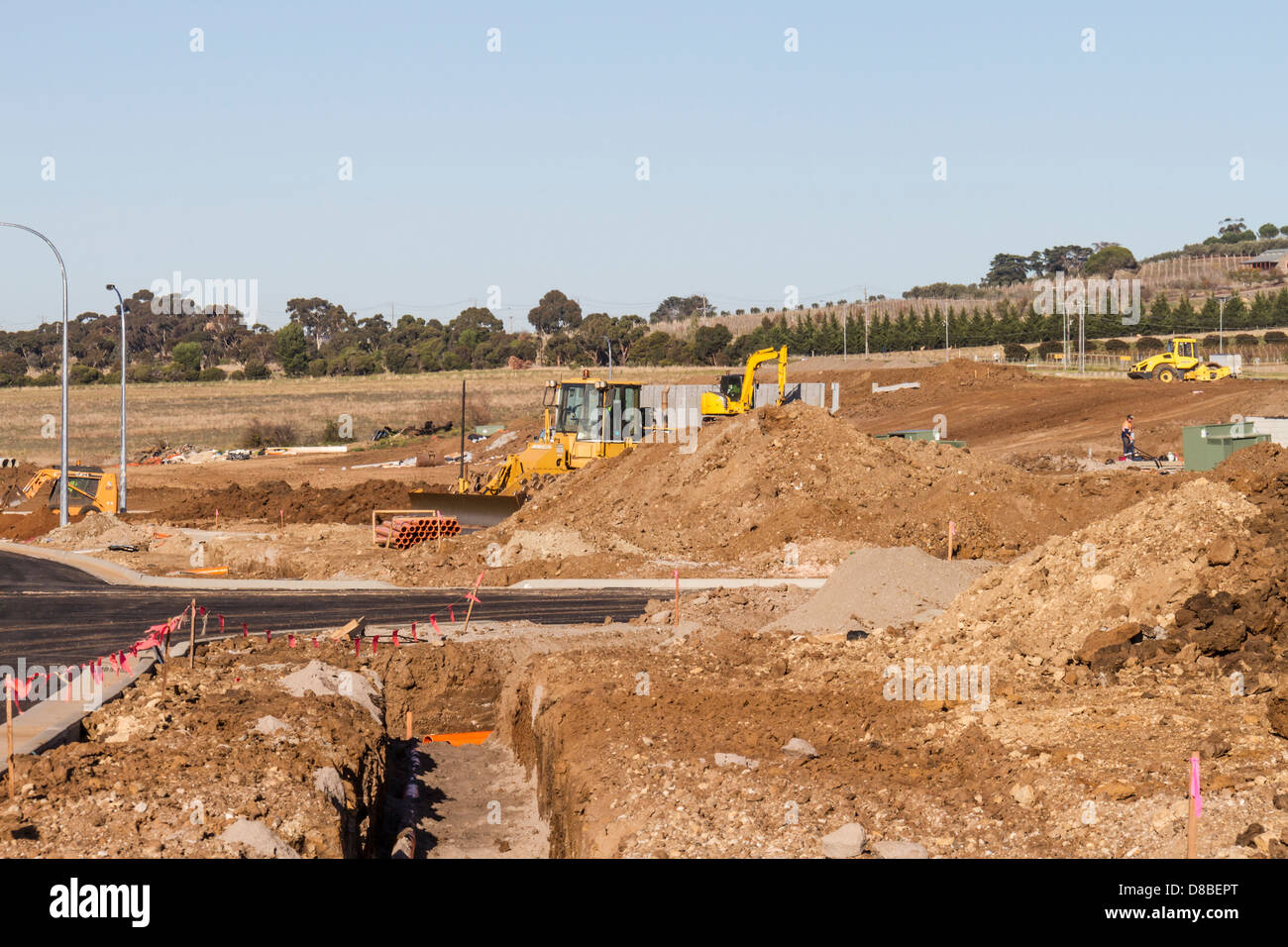 New industrial estate development under construction, Sunbury, Victoria