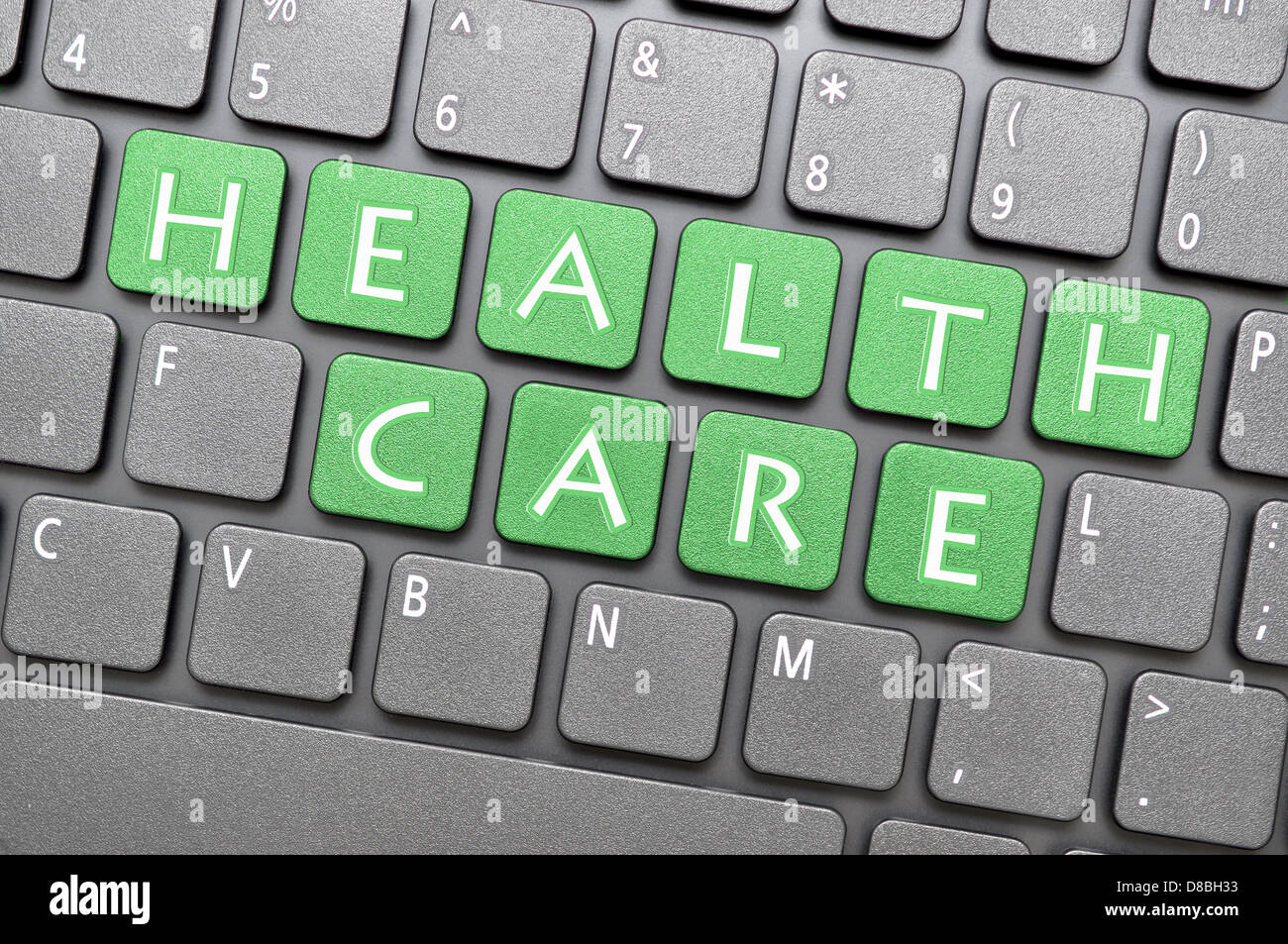 Health care on keyboard Stock Photo Alamy