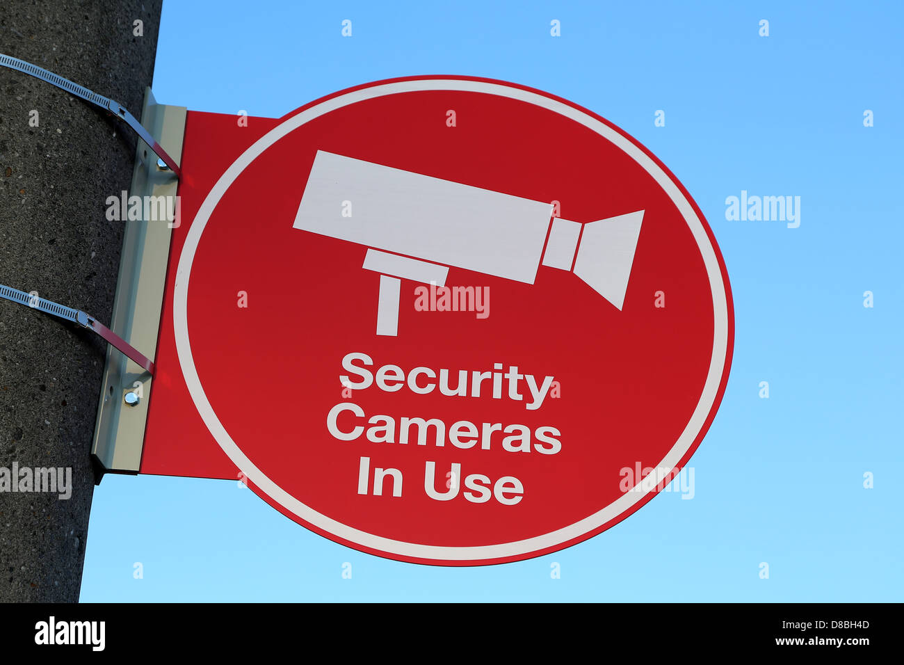Security cameras in use sign Stock Photo