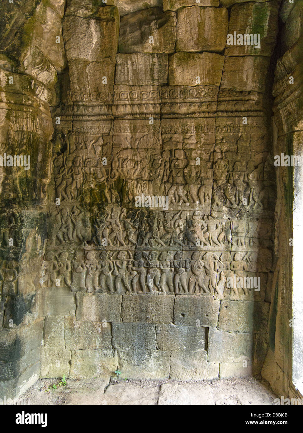 Bas reliefs. Bayon. Angkor Thom. Angkor Archaeological Park. Siem Reap. Cambodia Stock Photo