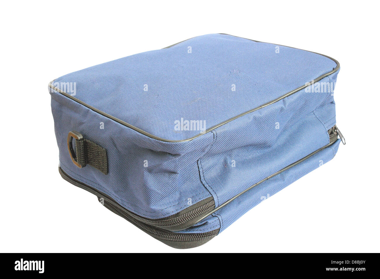 old and used blue bag over white background Stock Photo