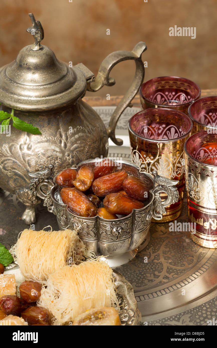 Traditionally dates are eaten at sunset during Ramadan month Stock Photo