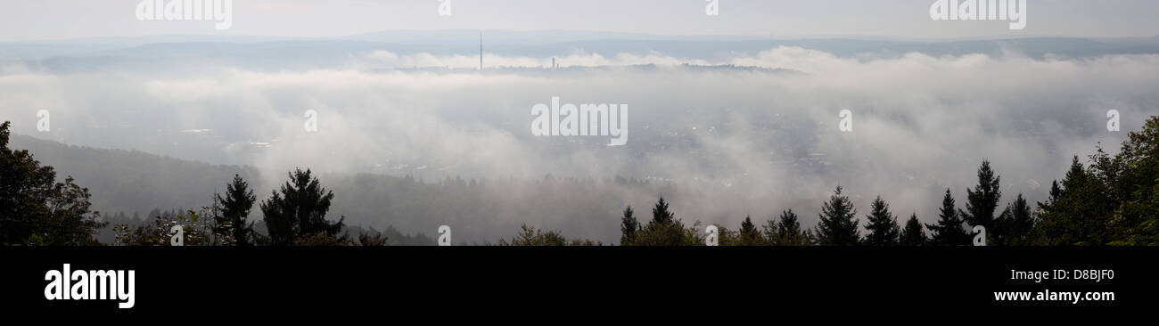 fog over Trier, Germany, Rhineland Palatinate Stock Photo