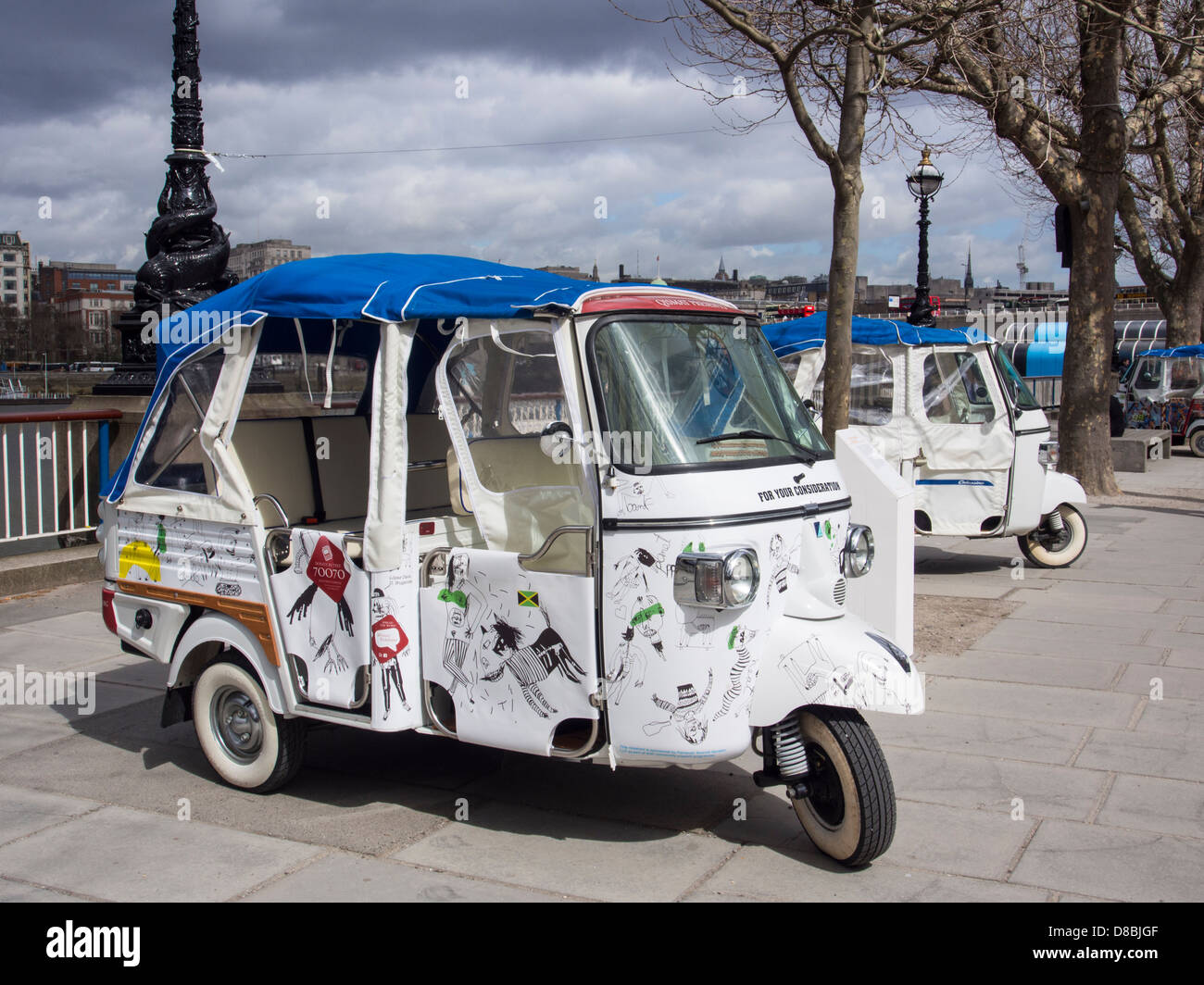 England, London, South Bank. Iconic Rickshaws outside the Royal ...