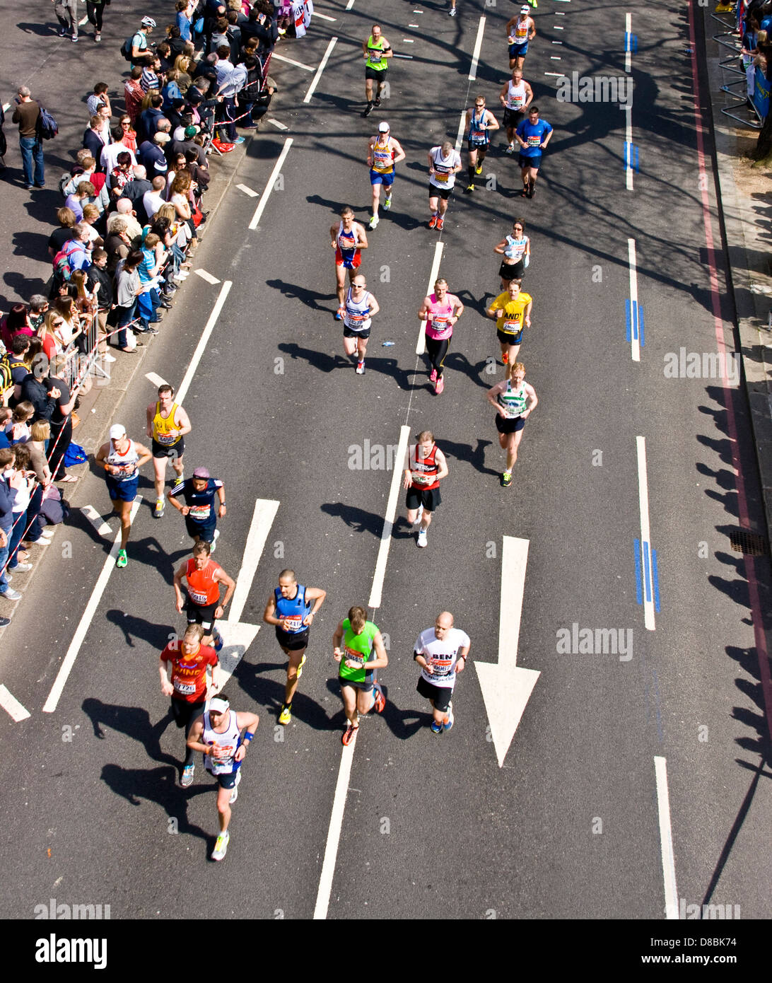 London marathon 2013 competitors runners on Victoria Embankment England Europe Stock Photo