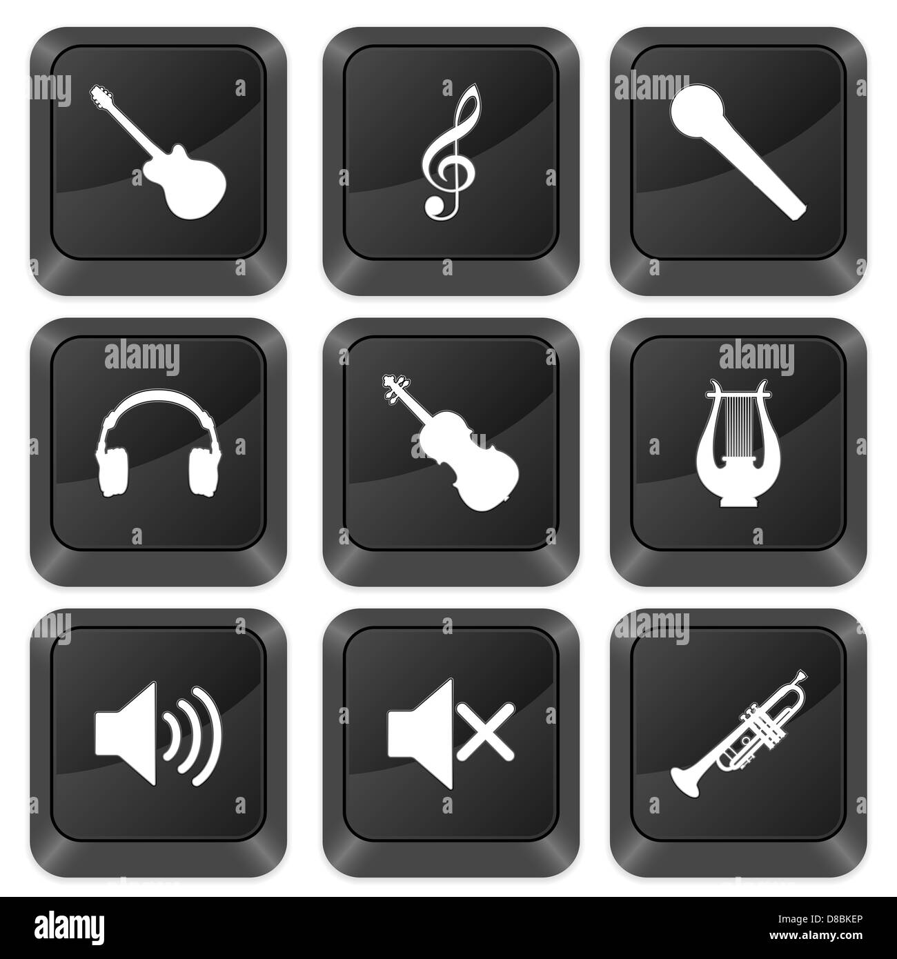 Computer buttons music isolated on a white background. Vector ...