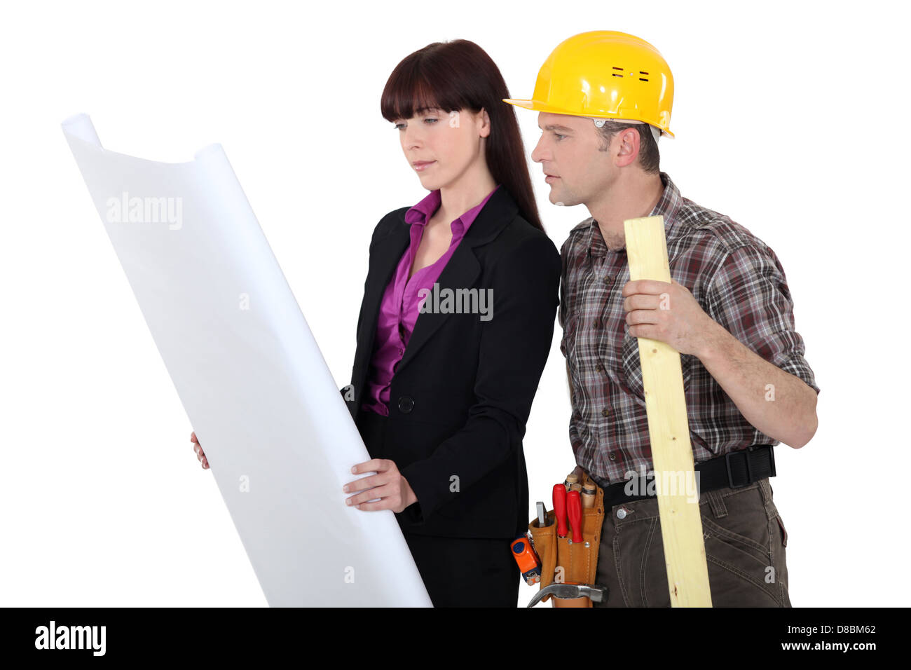 Architect and a carpenter Stock Photo Alamy