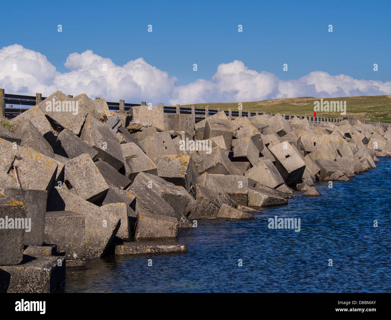 Scotland, Orkney Islands, Churchill Barrier built by prisoners of War to protect Roayal Navy at Scapa Flow Stock Photo