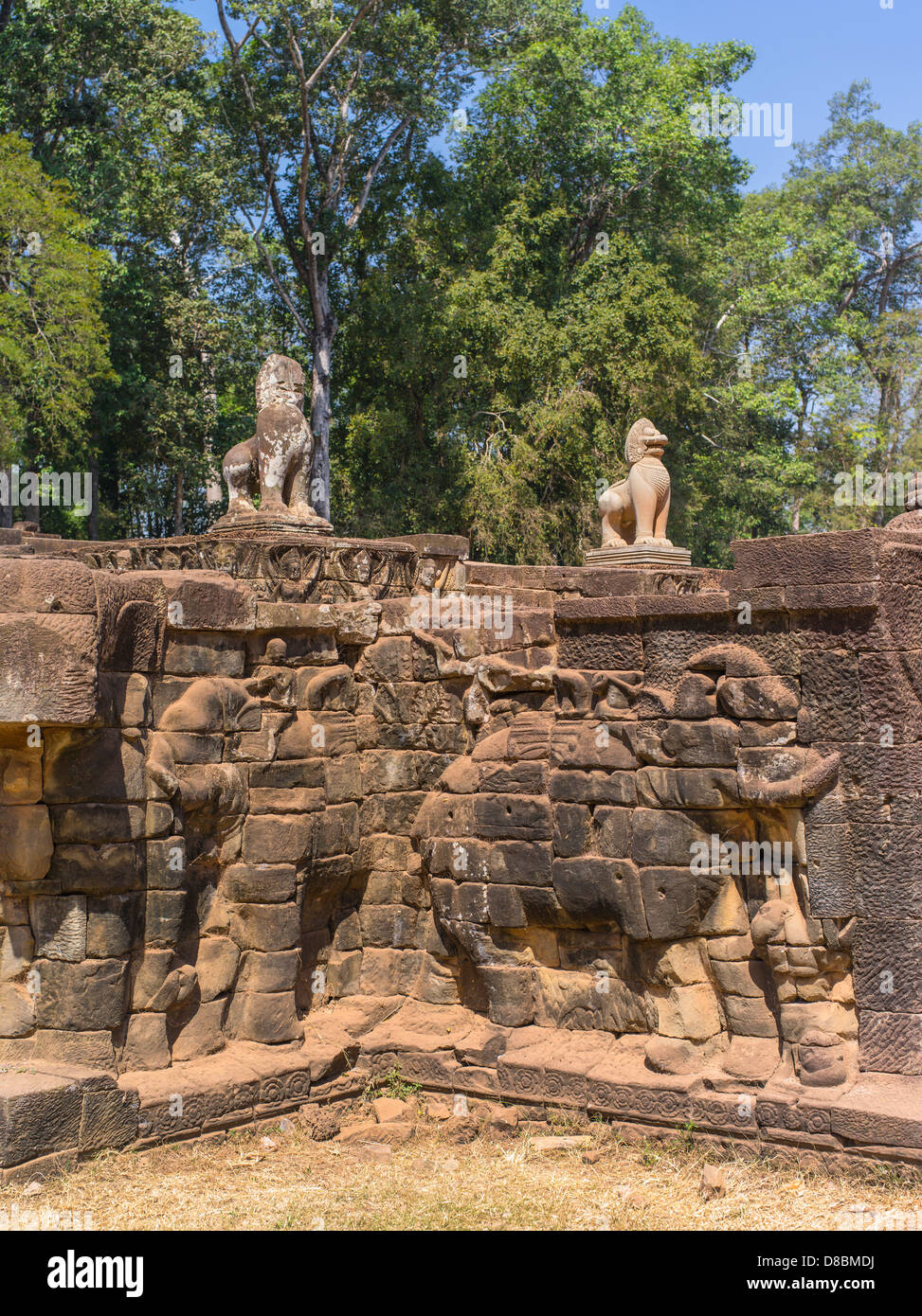 Detail. The Terrace of the Elephants. Angkor Thom. Angkor Archaeological Park. Siem Reap. Cambodia Stock Photo