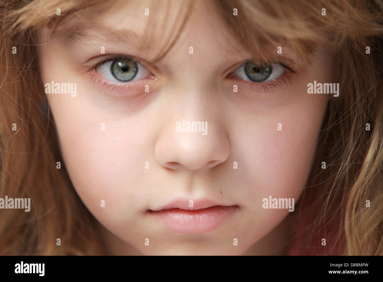 Closeup portrait of little blond Caucasian girl Stock Photo