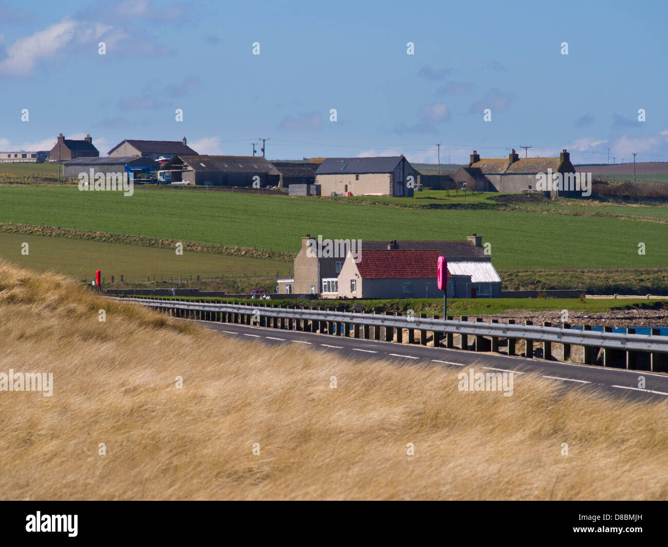 Orkney Islands, Churchill Barrier linking Burray and South Ronaldsay built by WW2 prisoners to protect Scarpa Flow from u boat Stock Photo