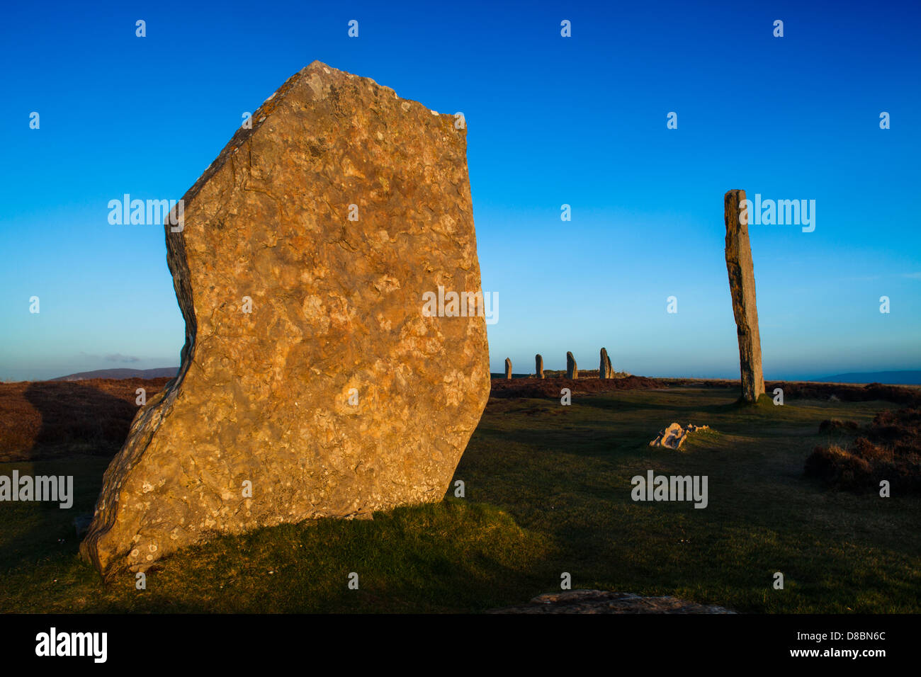 The Ring of Brodgar, a Neolithic stone circle and henge monument on the mainland of Orkney World Heritage Stock Photo