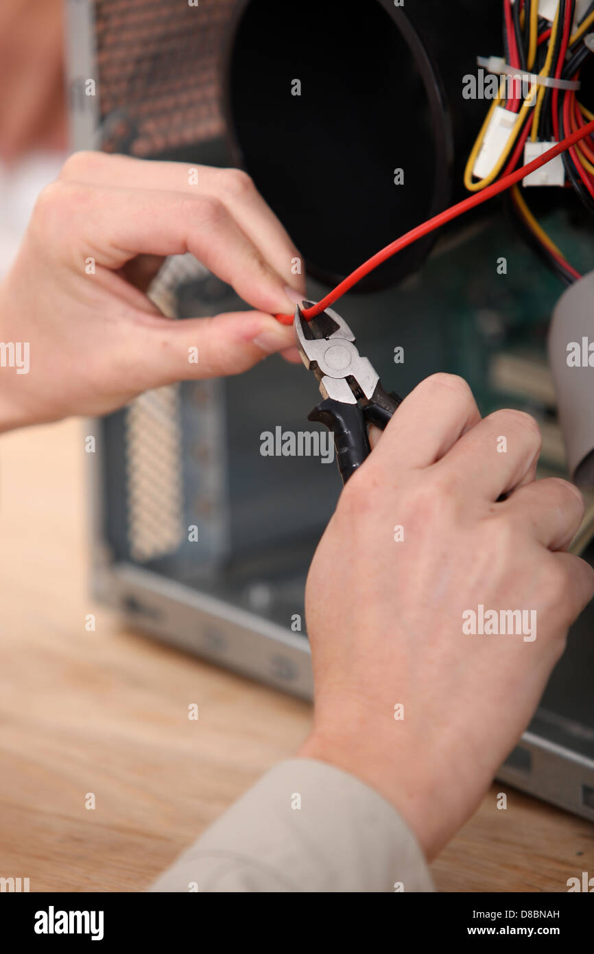 Using pliers to cut a wire Stock Photo Alamy