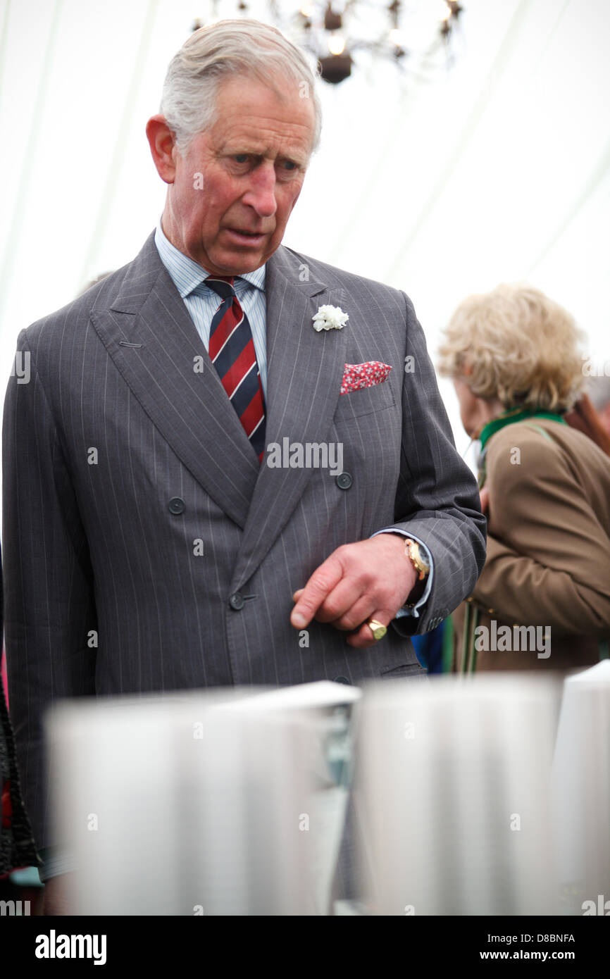 HRH The Prince of Wales and his wife the Duchess of Cornwall visit the Hay Festival, Powys, Wales, 2013 Stock Photo