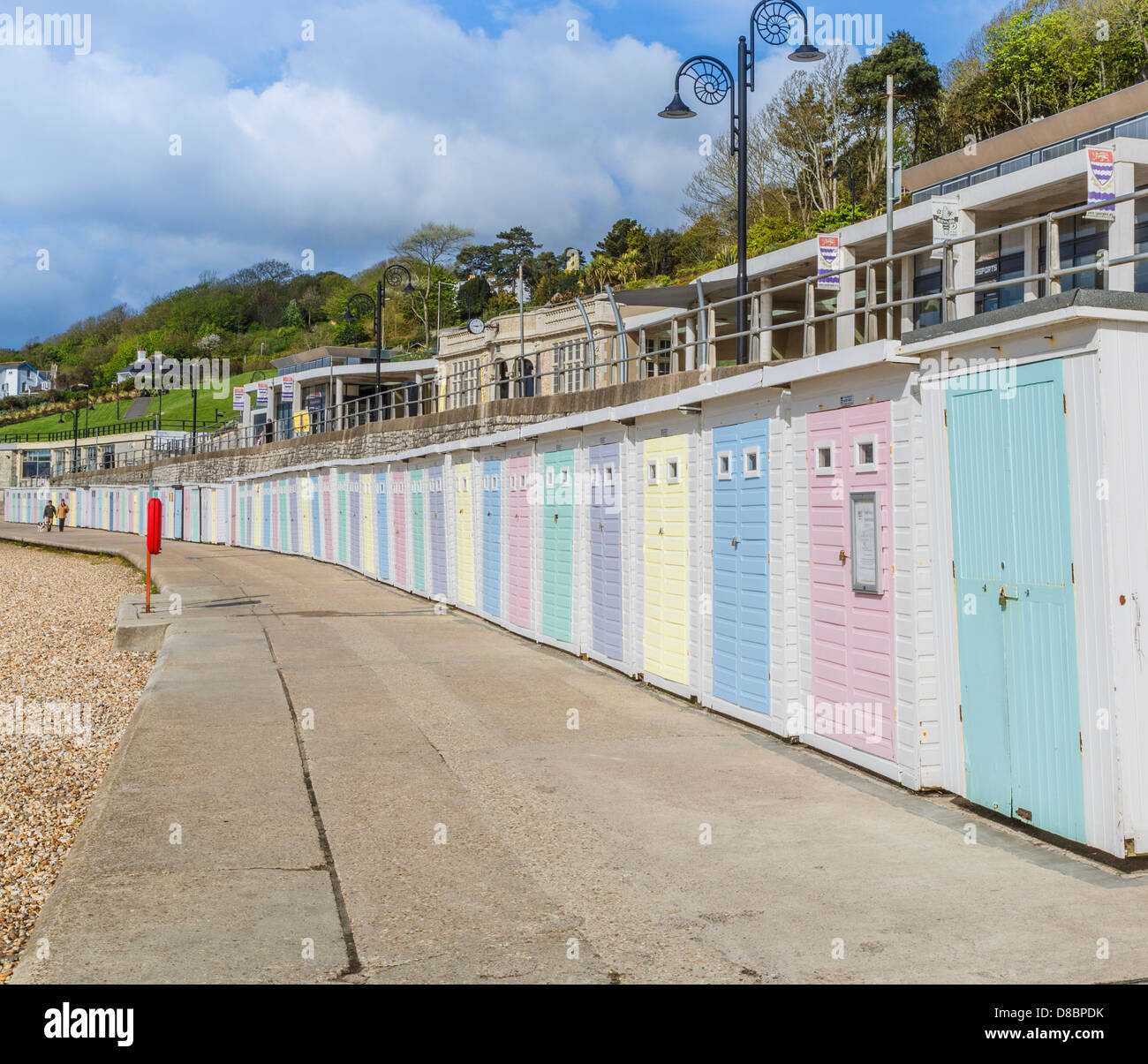 beach huts an the seafront at Lyme Regis, Devon Stock Photo Alamy