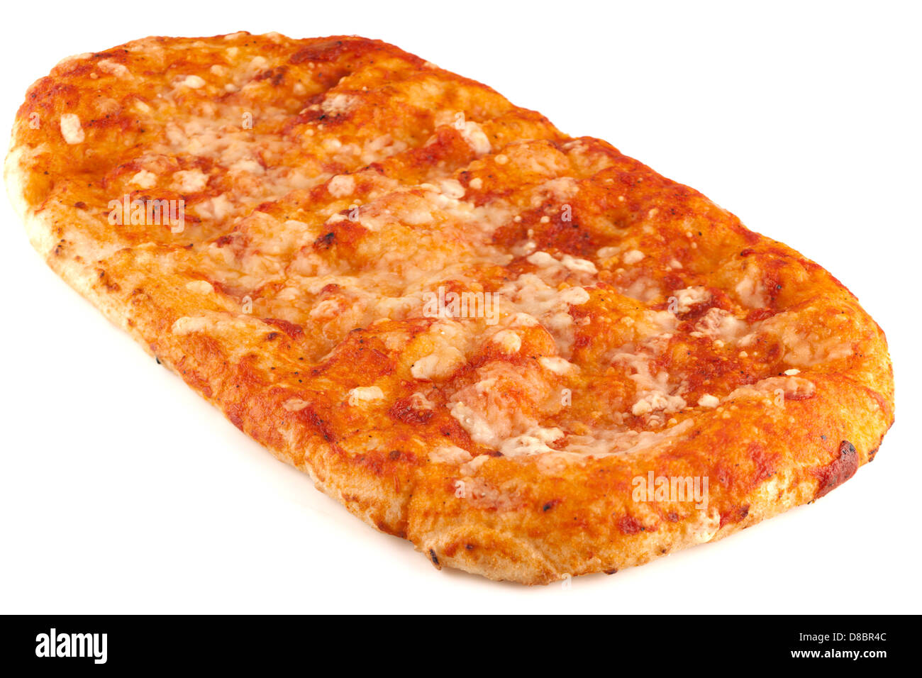 Cheese and tomato topped flat bread Stock Photo