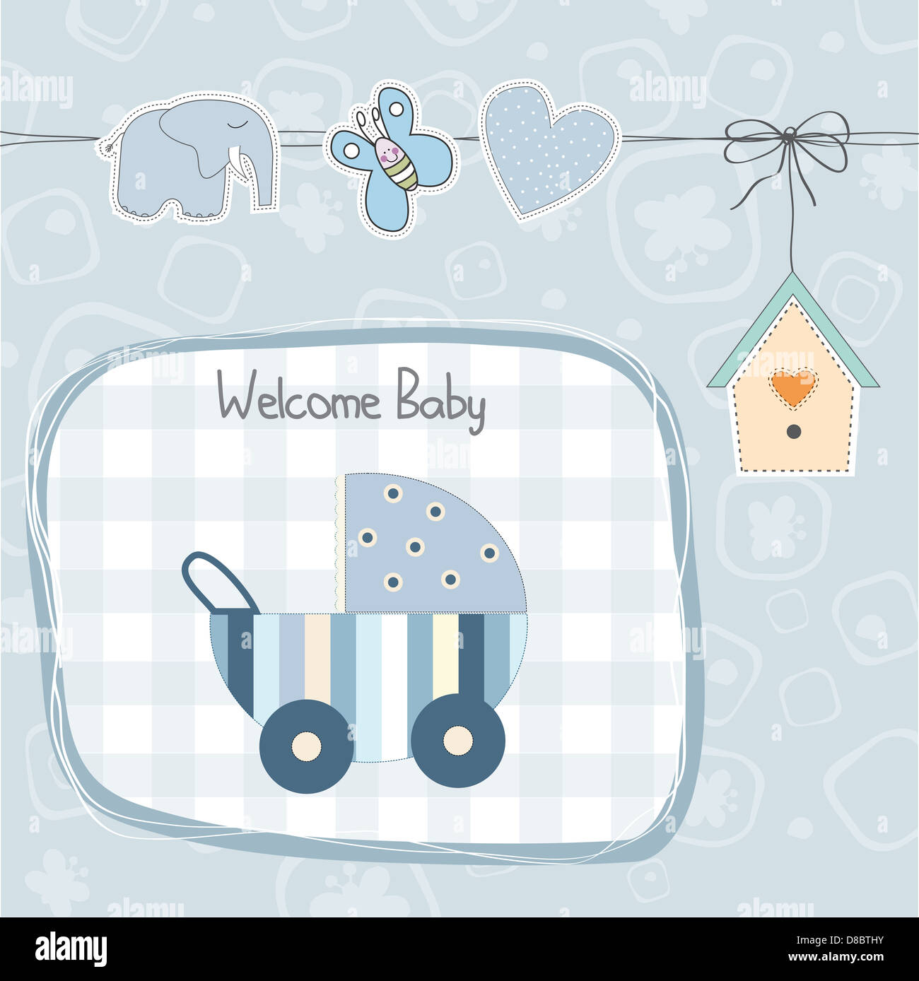 baby boy shower card with stroller Stock Photo Alamy