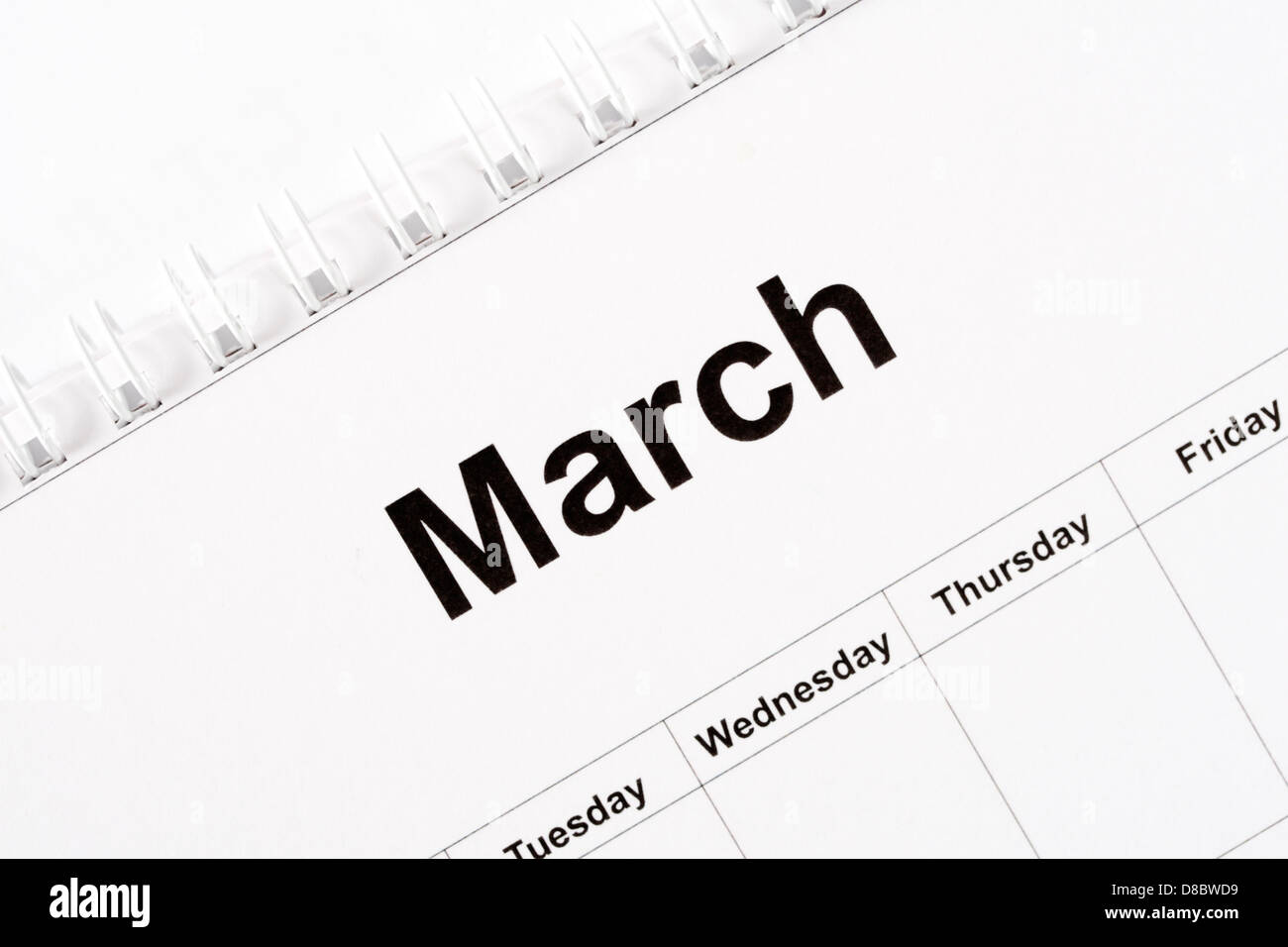 Calendar month of March Stock Photo