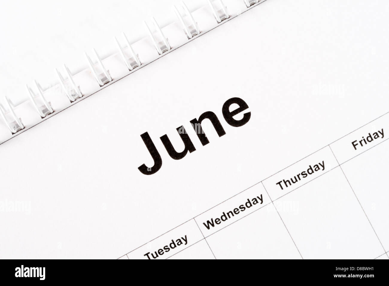Calendar month of June Stock Photo