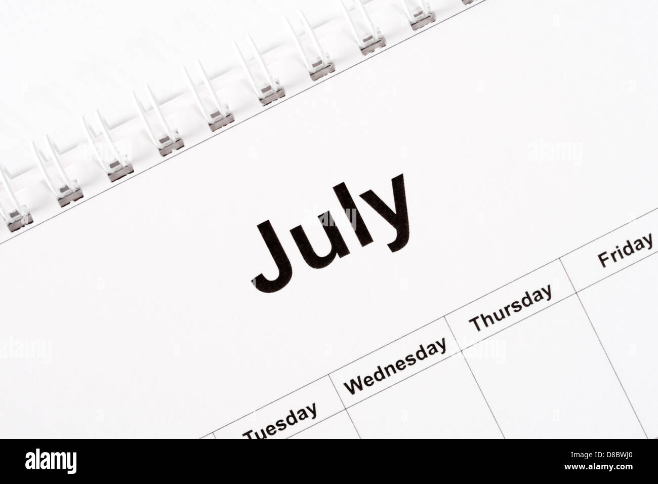 Calendar month of July Stock Photo Alamy
