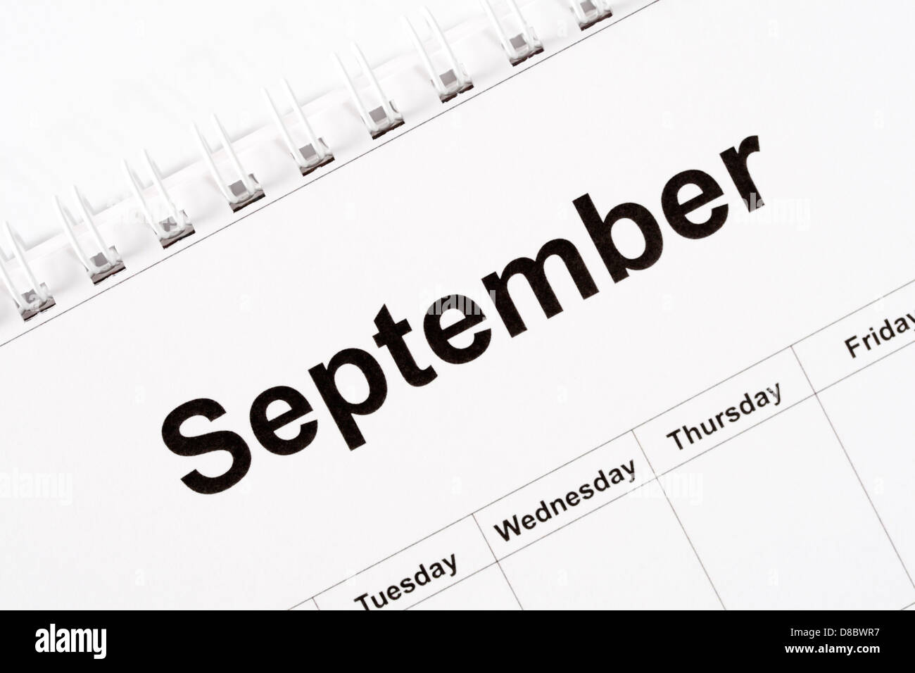 Calendar month of September Stock Photo