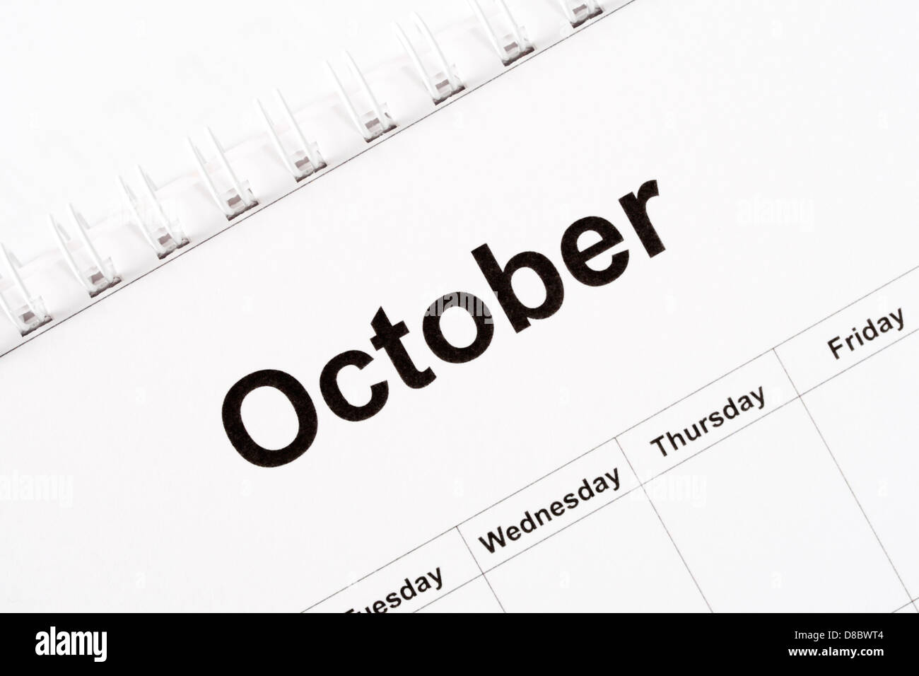 Calendar month of October Stock Photo
