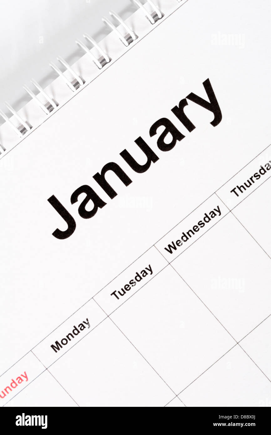 Calendar month of January Stock Photo